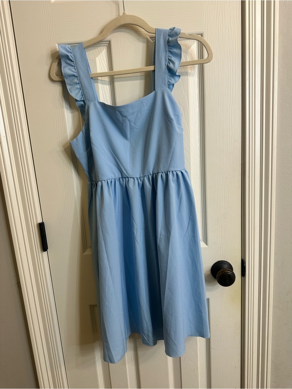 SHEIN Light Blue Ruffle Strap Midi Dress